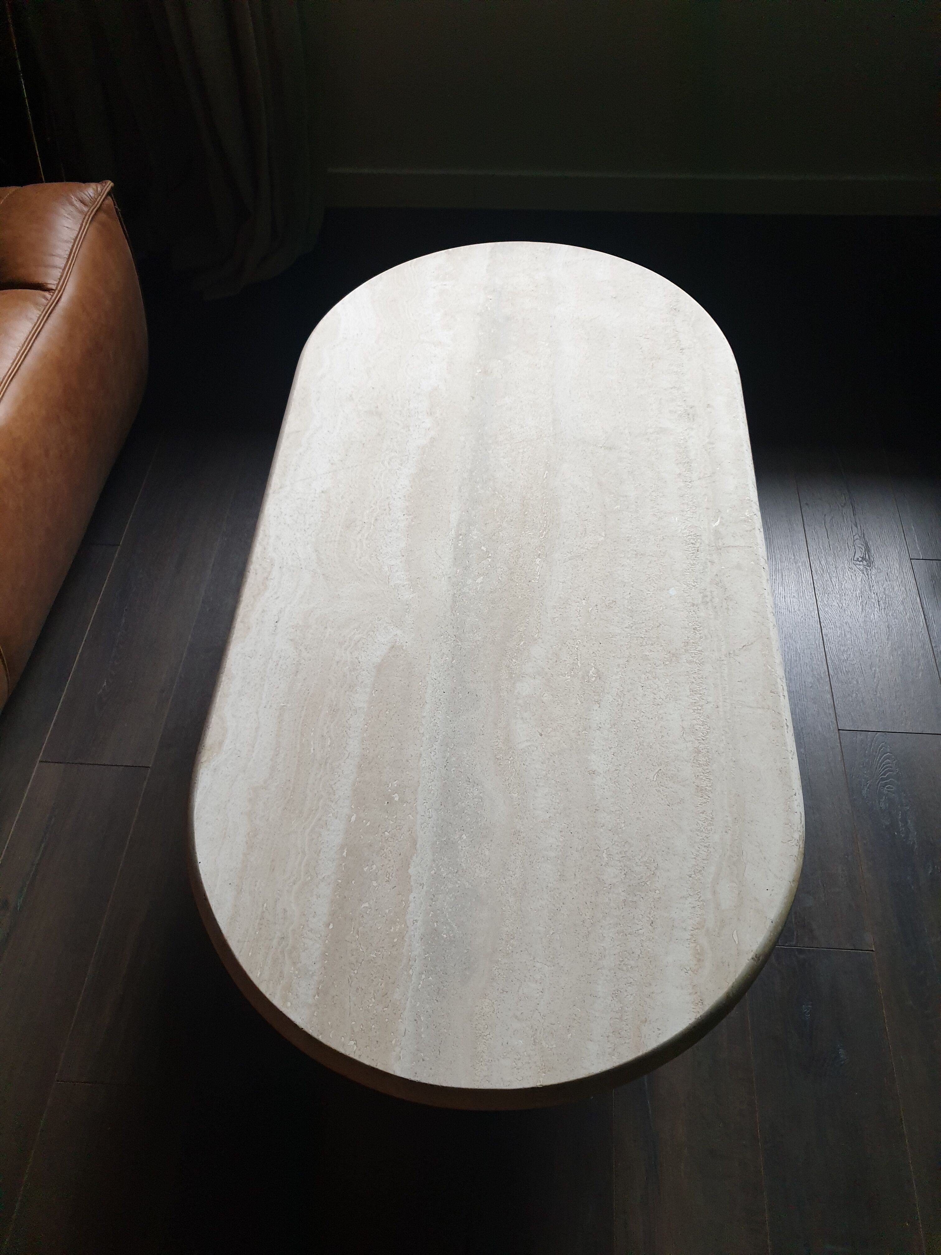 Vintage coffee table travertine marble Rochebobois 80s