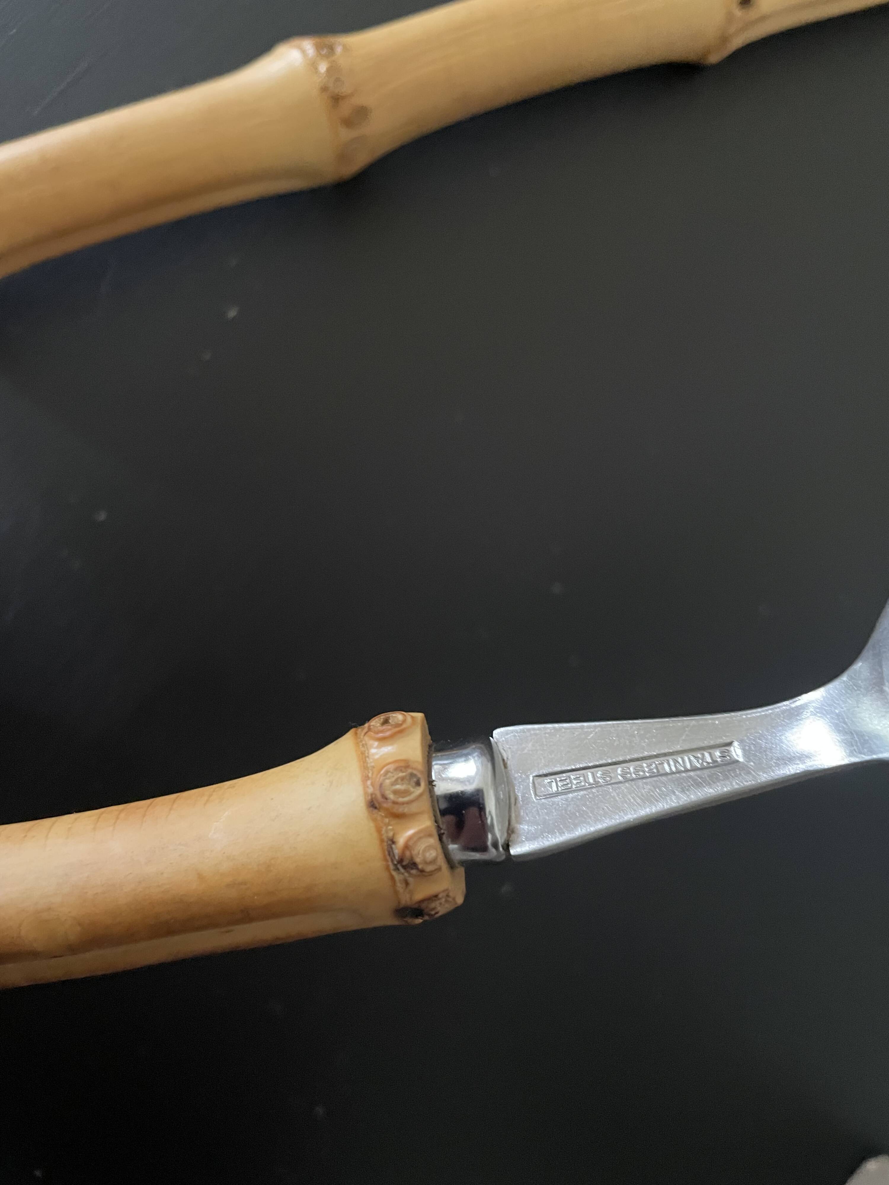 Salad servers with bamboo handles