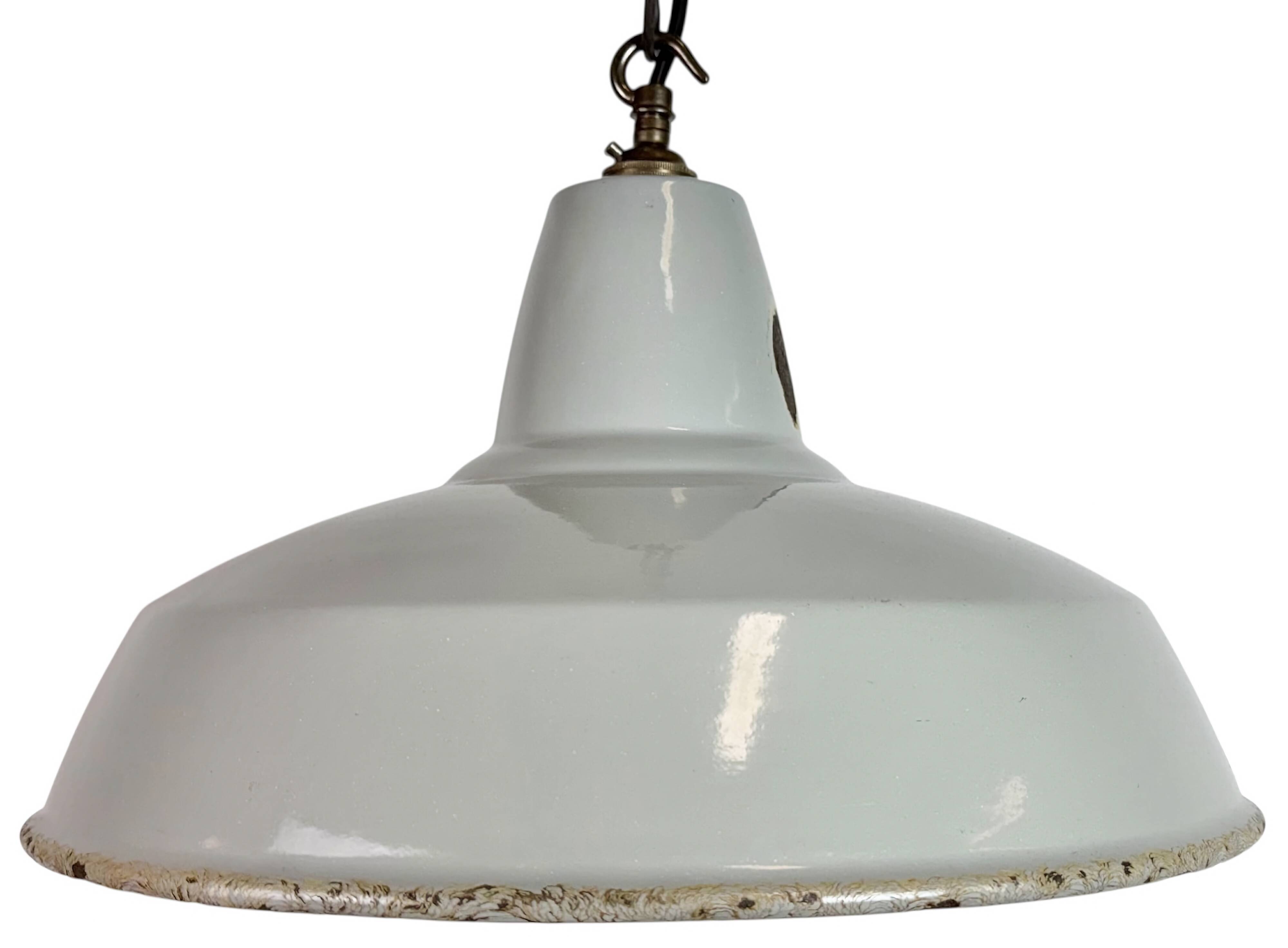 Industrial Grey Enamel Factory Pendant Lamp from Thorlux, 1960s