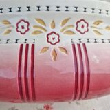 Petite jardiniere en faience ancienne DB De Bruyn Lille Fives rose motif de fleurs