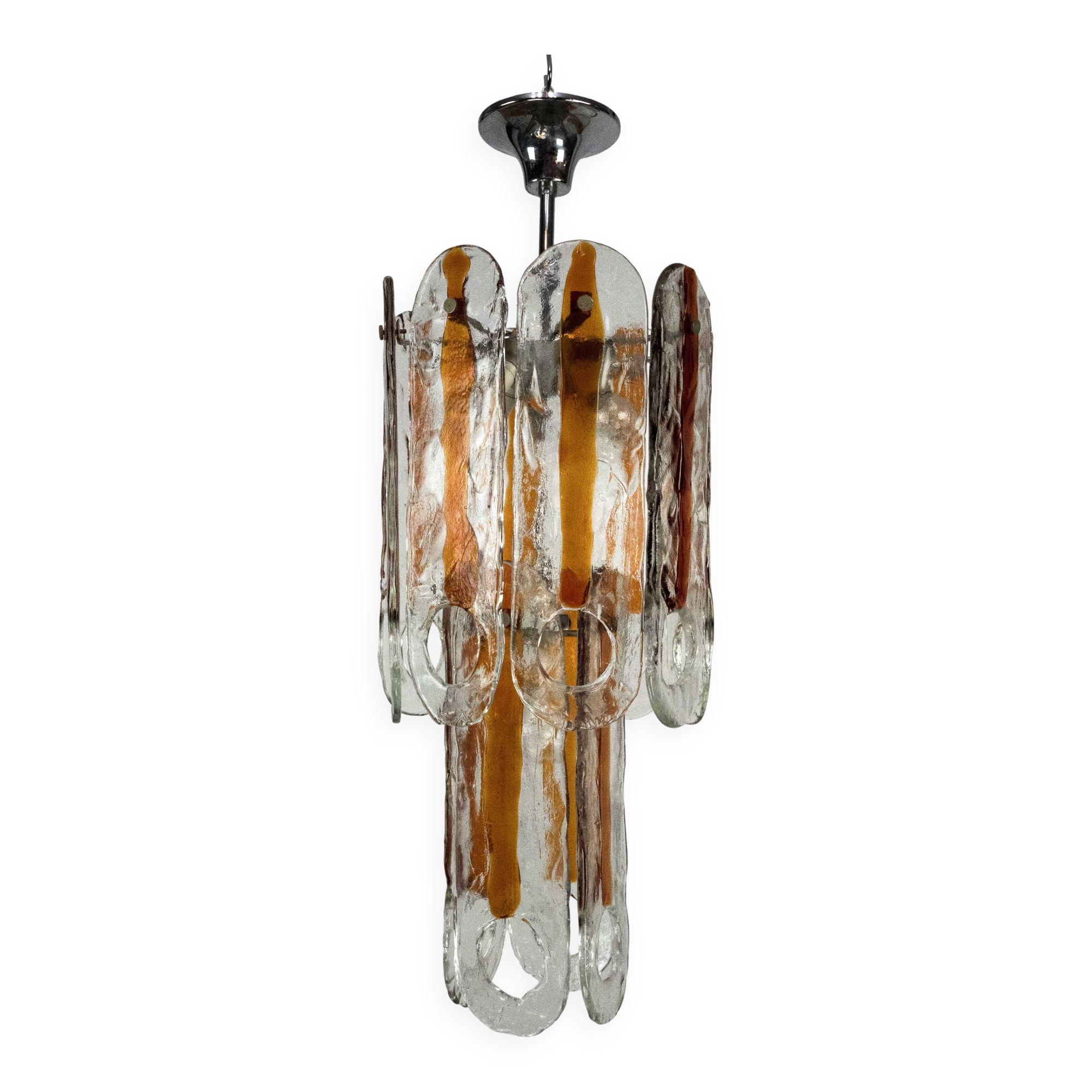 Italian Vintage Murano glass chandelier by Mazzega, model Occhio. Italy '70