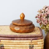 Faceted carved wooden box, vintage