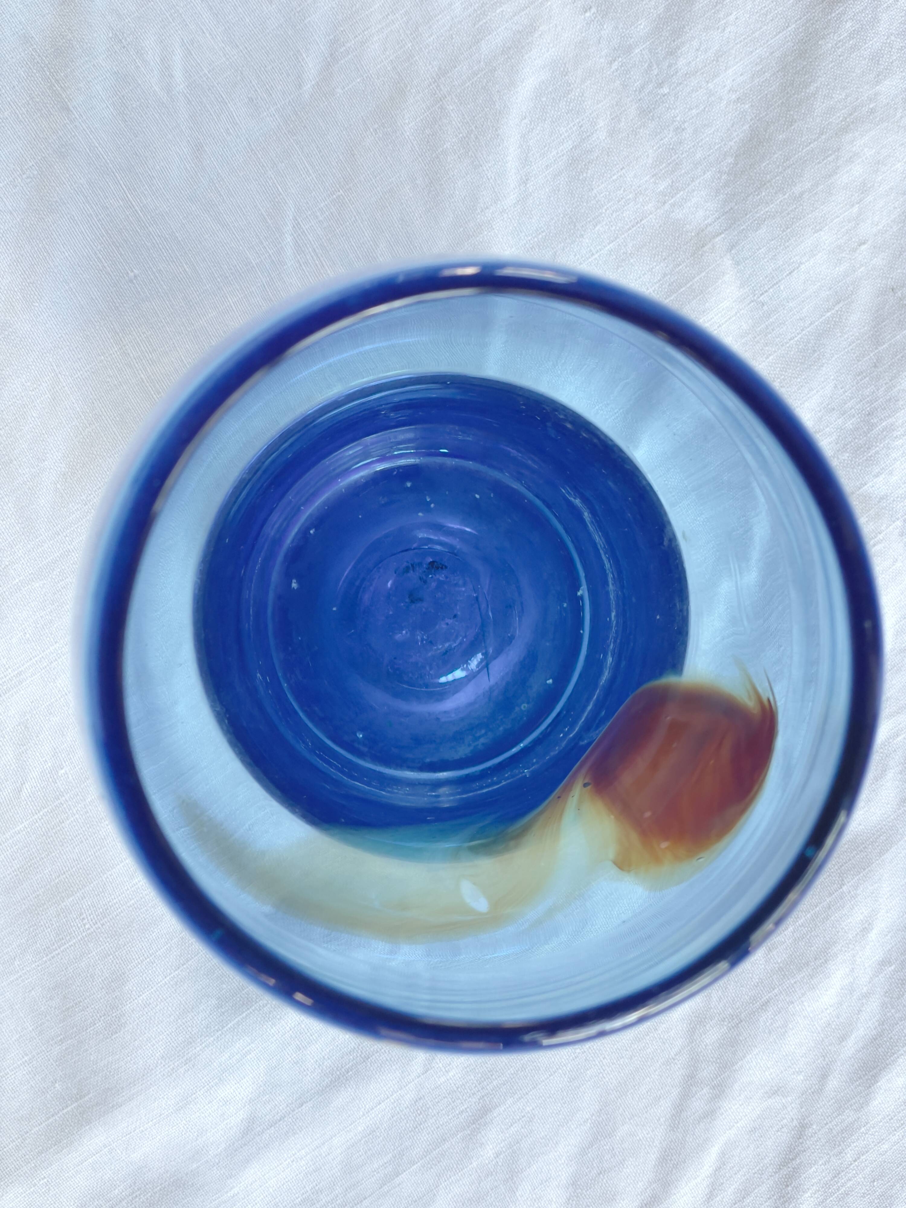 Saisissant vase  pâte de verre bleue / Bob le Bleïs/ Verrerie Maure-Vieil