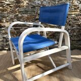 Folding canvas armchair by the sea La Baule 1960s
