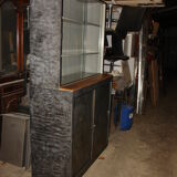 Buffet or Bookcase 2 bodies in polished and varnished steel circa 1960