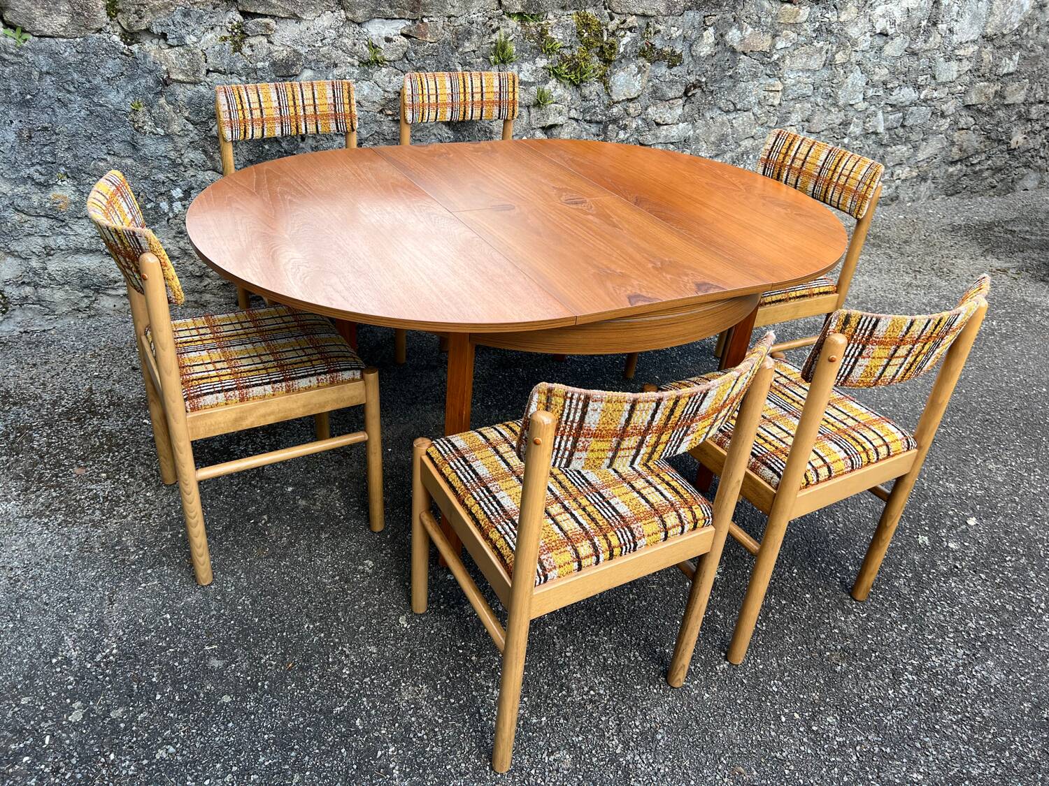 Table + 6 chaises baumann vintage 1970