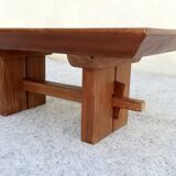 Scandinavian "Brutalist" Coffee Table, Japandi Style, Solid Teak, 20th Century