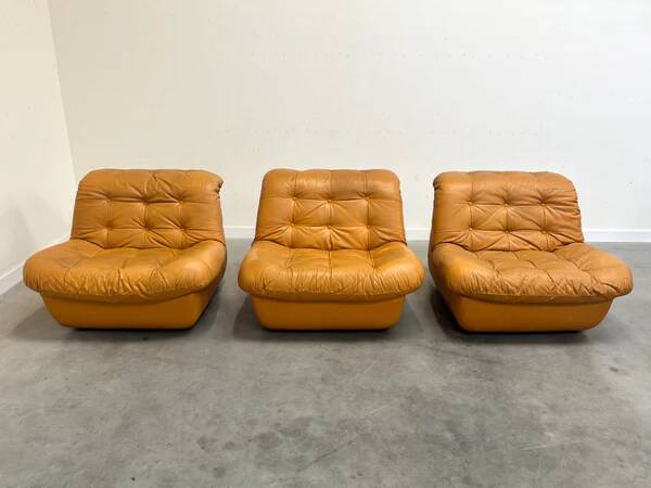 Set of three vintage lounge chairs, 1970s