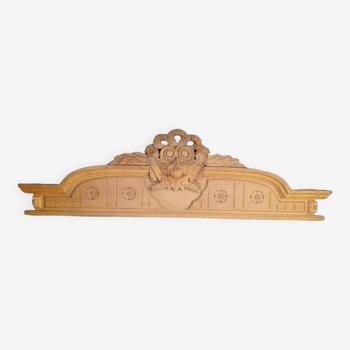 Pediment woodwork carved natural oak 19th