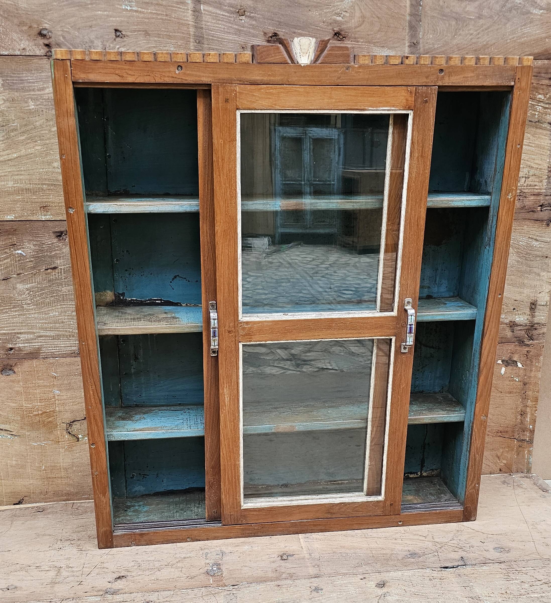 Old Art Deco display case in Burmese teak