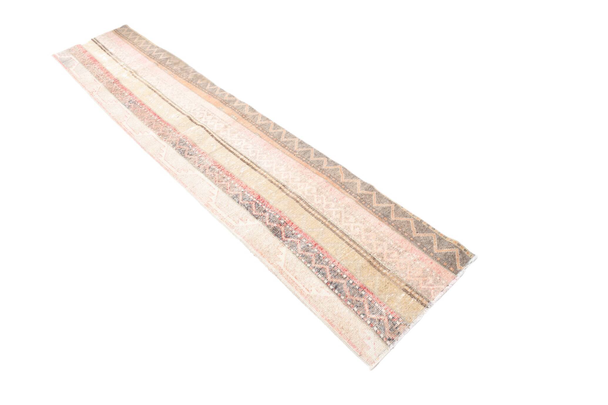 2x10 Contemporary Red & Beige Turkish Runner Rug, 59x298Cm