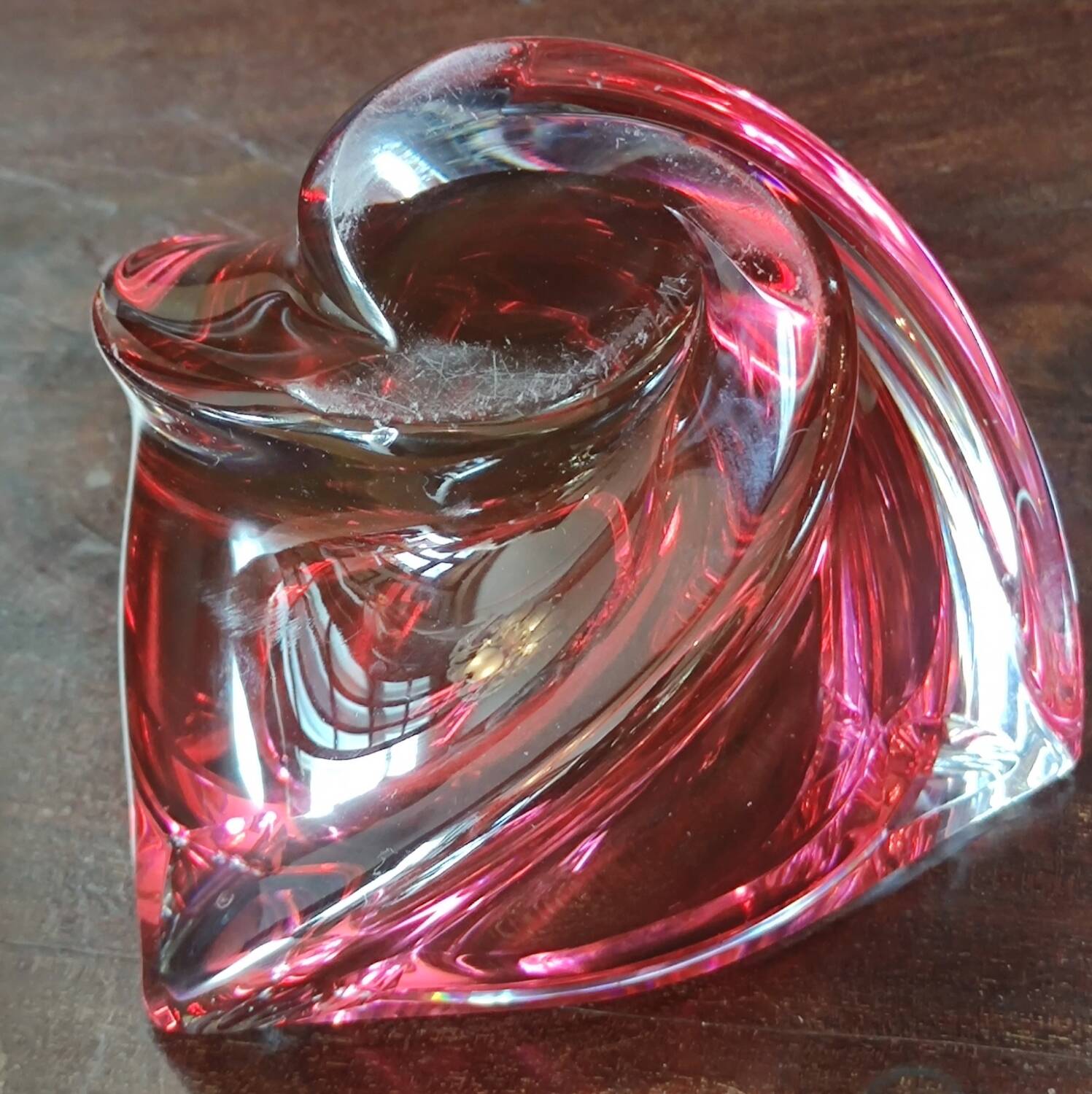 Old empty pocket ashtray Cristallerie Val Saint Lambert