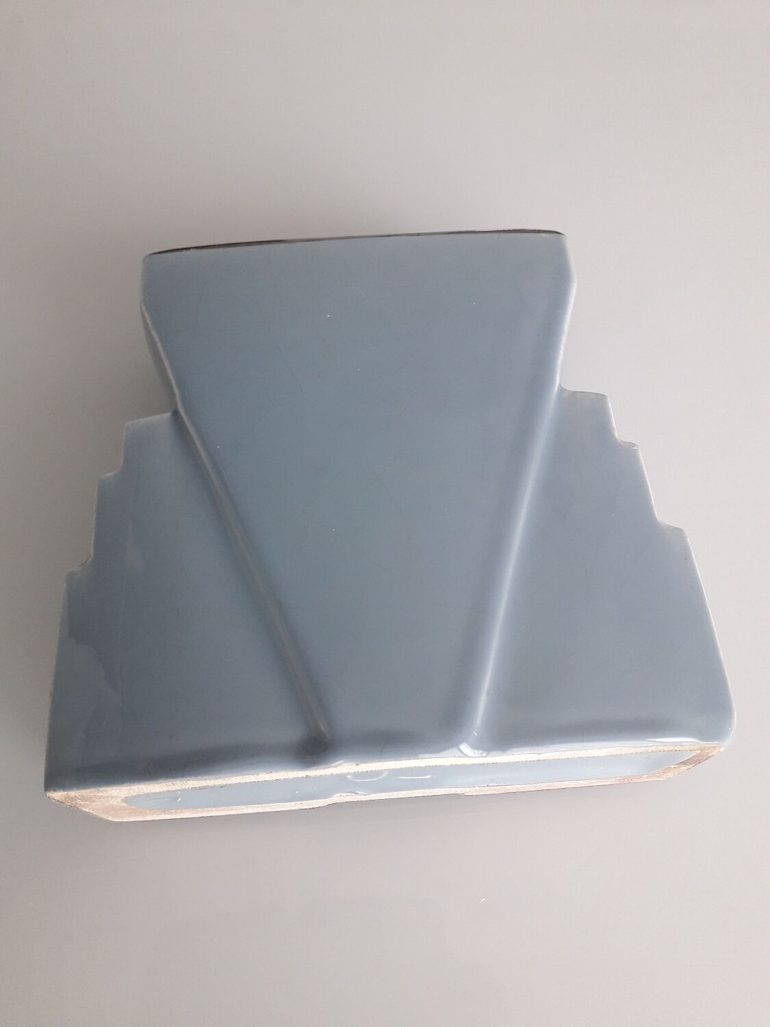 Art deco vase in sky blue and silver ceramics