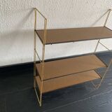 Vintage 1960 String wall shelf in gold wood - 60 x 50 cm