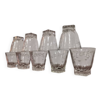 Set of 9 French Cordial BVB aperitif glasses