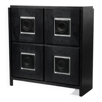 Belgian brutalist black bar cabinet