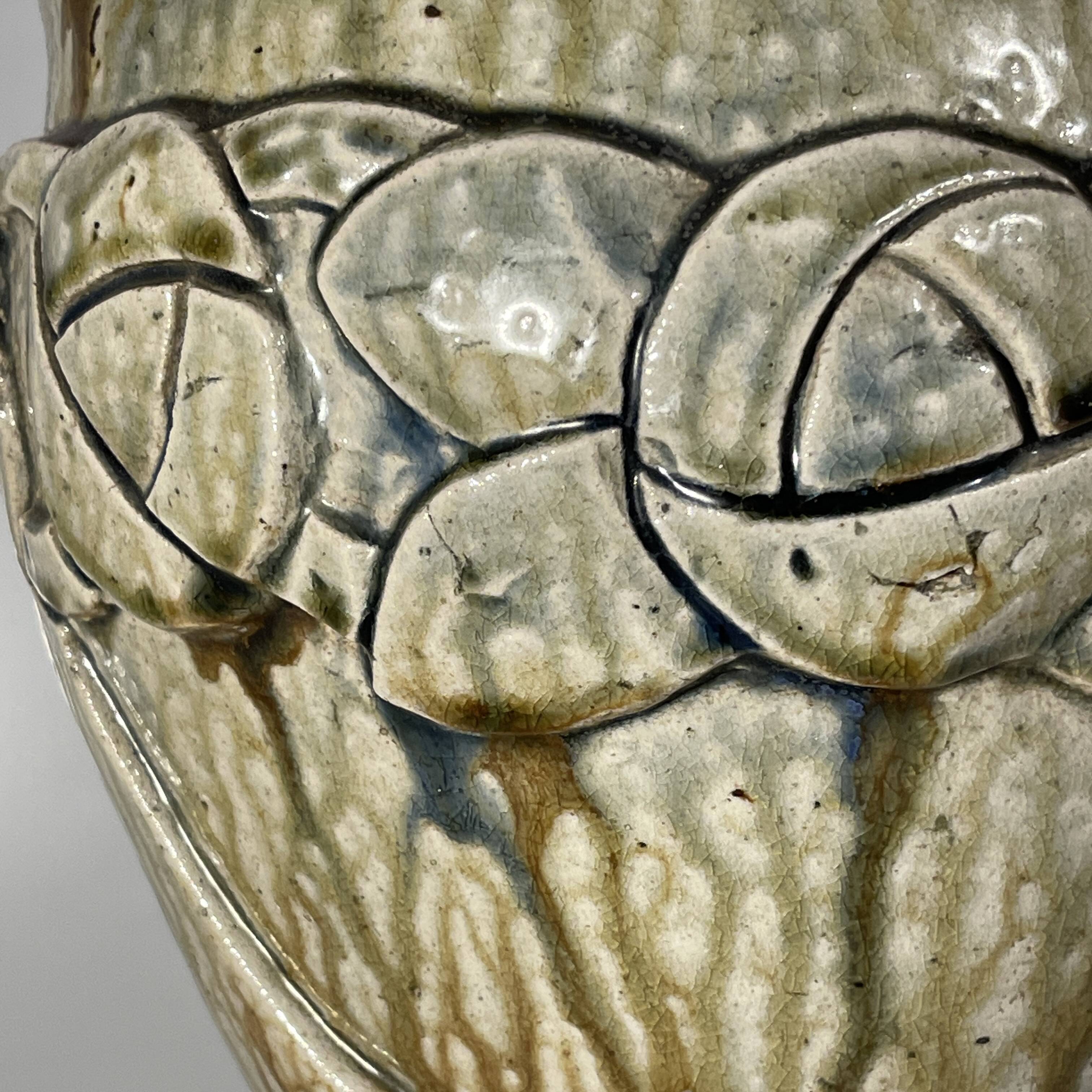 Outdoor vase / sculpture, HELMAN, Art Nouveau glazed stoneware, ca. 1900