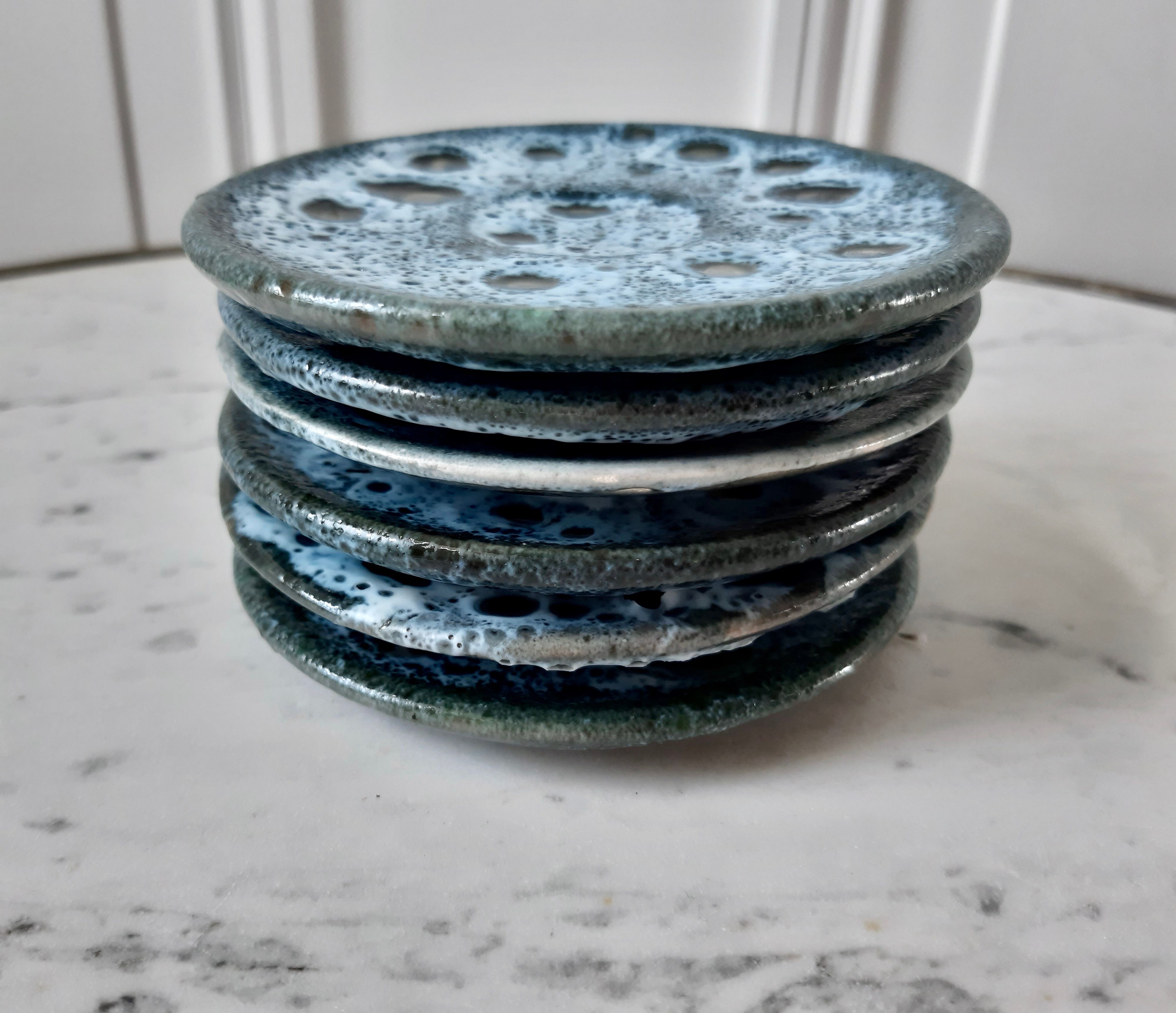 Set of 6 coasters signed Luc Vallauris