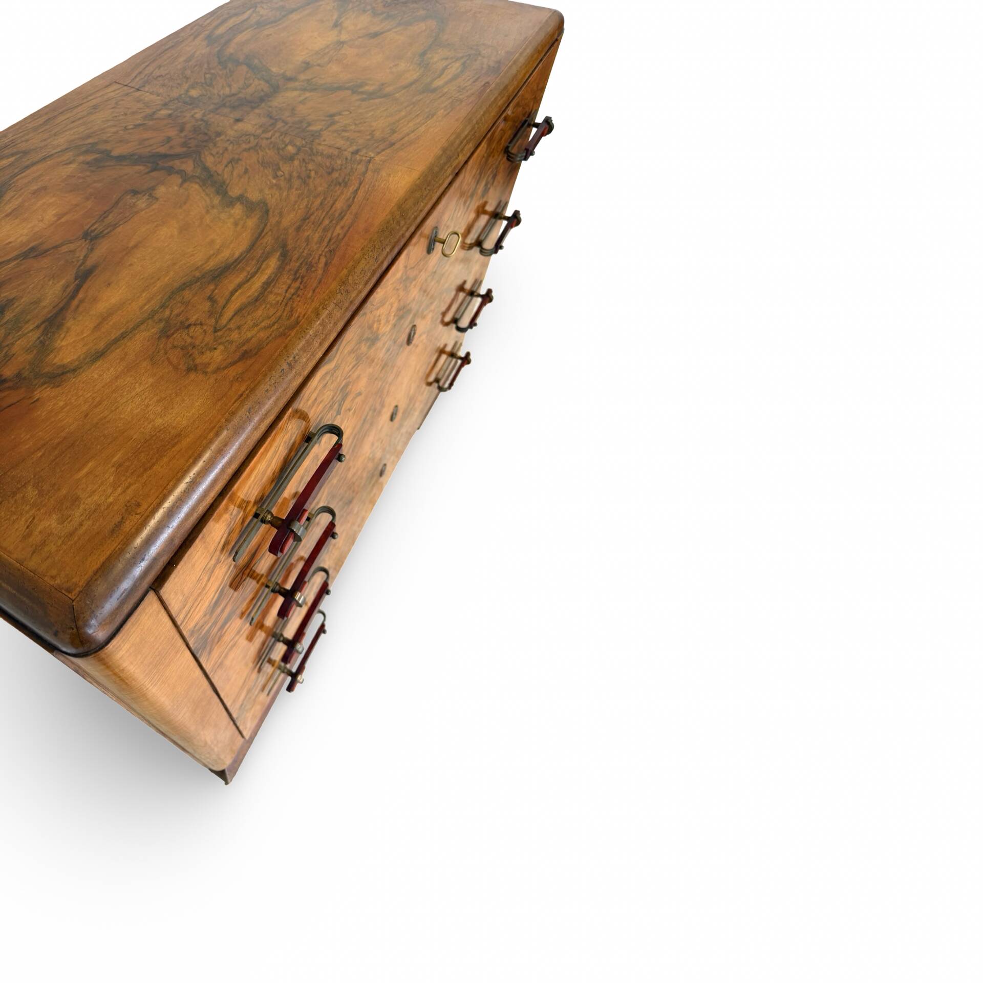 Walnut burl commode, Italian Art Deco, 1940s.
