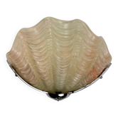 French Art Deco shell wall sconce – amber glass, 1960s