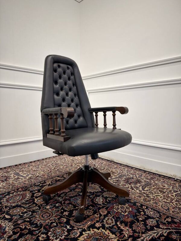 Chaise de bureau Chesterfield anglaise classique noire