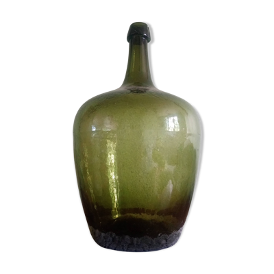 Dame-Jeanne Bonbonne ancienne verte 45cm Alsace - éclat col