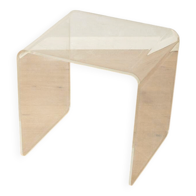 Table d'appoint minimaliste des années 1970, en verre acrylique