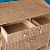 Commode en rotin des années 1970