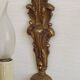 Pair French Gilt Bronze Single Wall Sconces Leaf & Feather Plume Detail