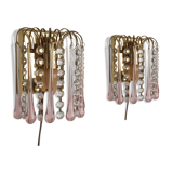 Paire d'applique en verre de régence d’Hollywood, années 70