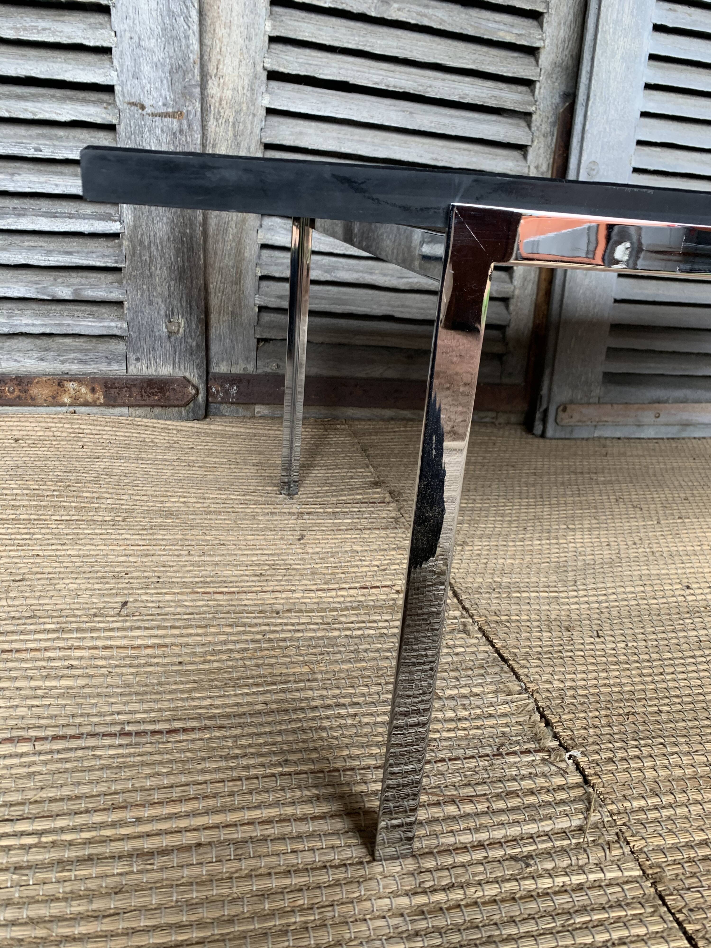 Chrome coffee table and slate tray