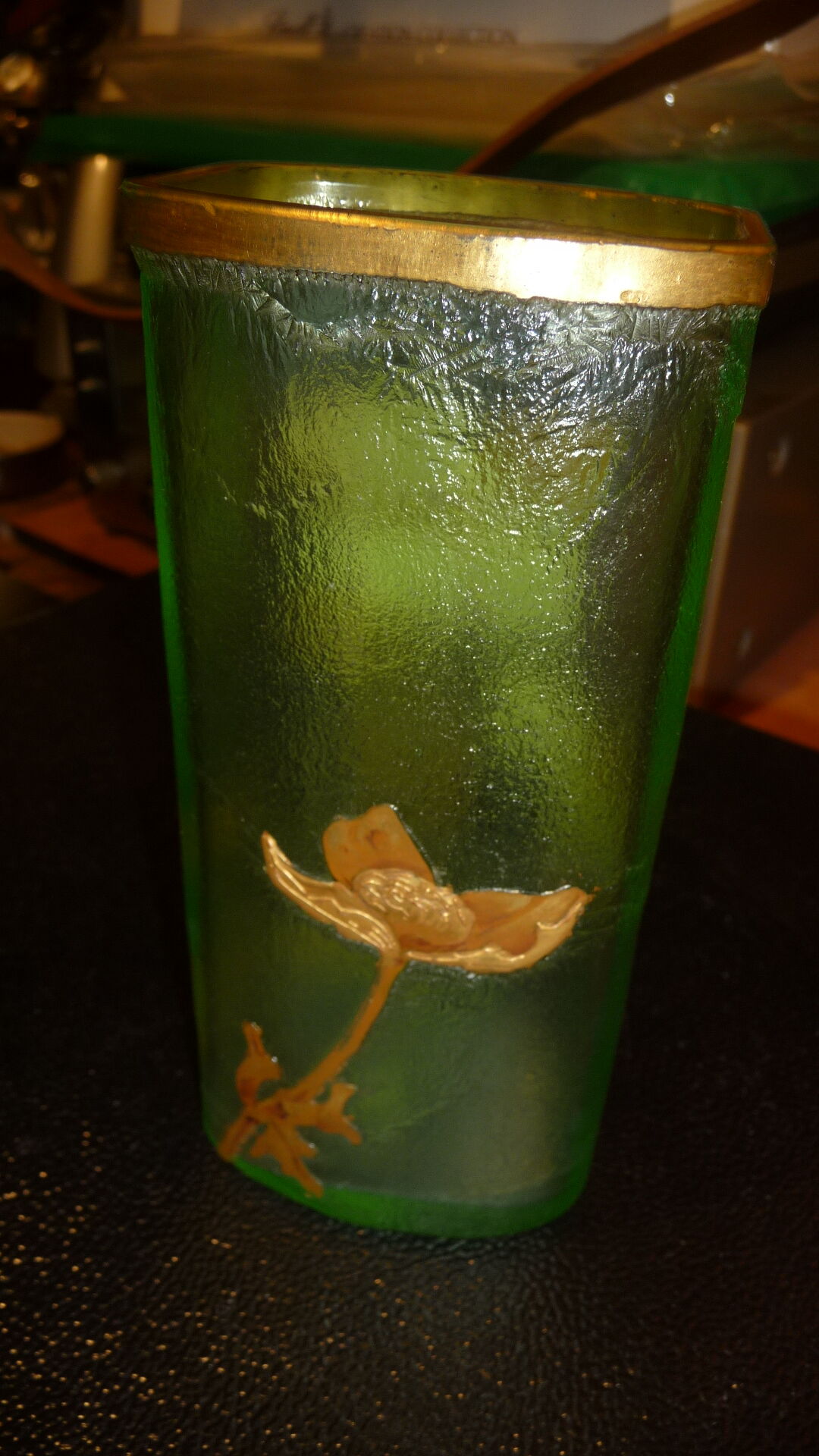 Montjoye enamelled glass vase,