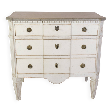 Gustavian Chest Of Drawers Grey Painted, Swedish Origin From 1840s