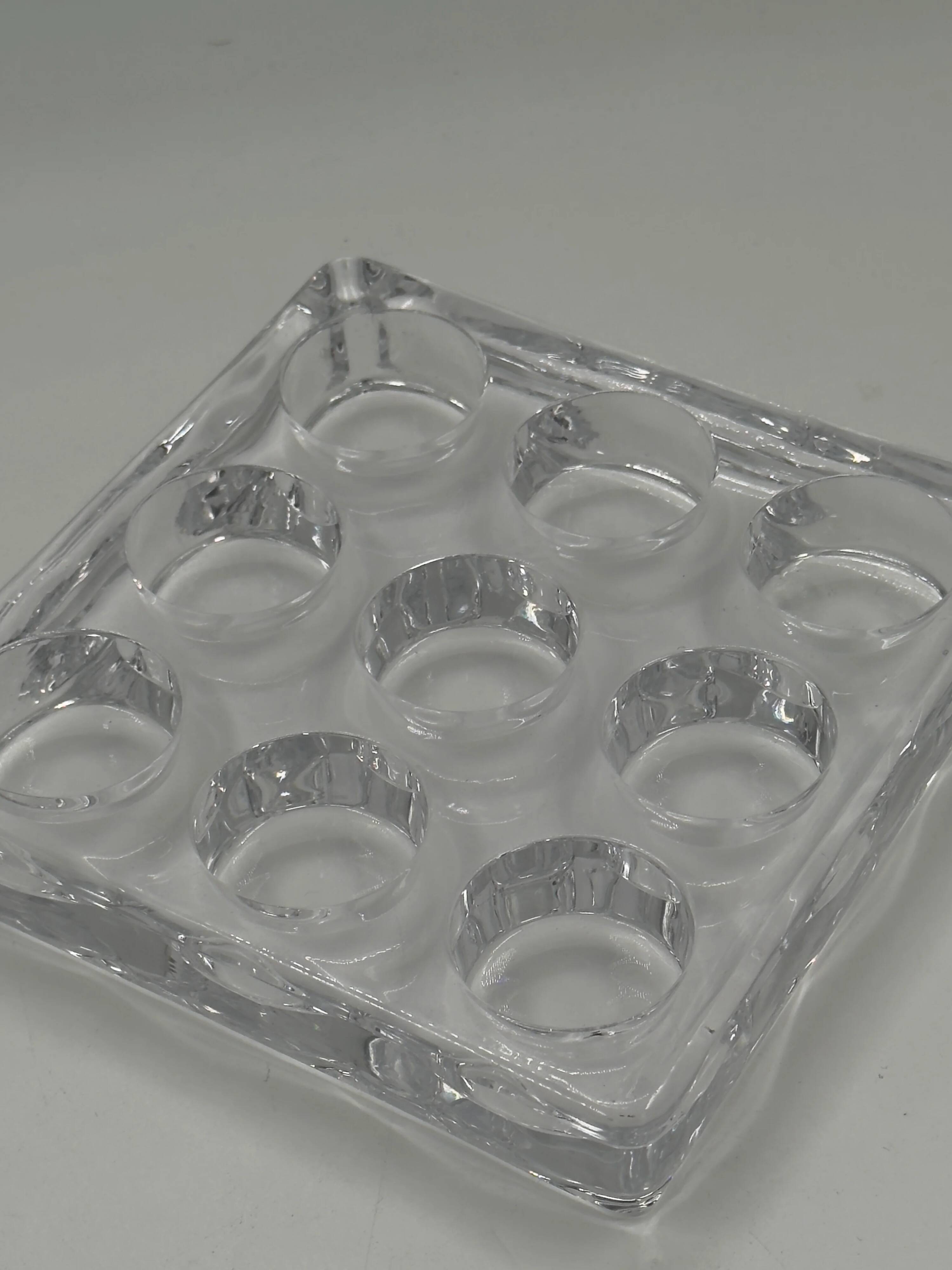 Plateau de service vintage en verre pressé à 9 compartiments