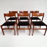 Ensemble de 6 chaises design rembourrées par Burchardt Nielsen, années 1960