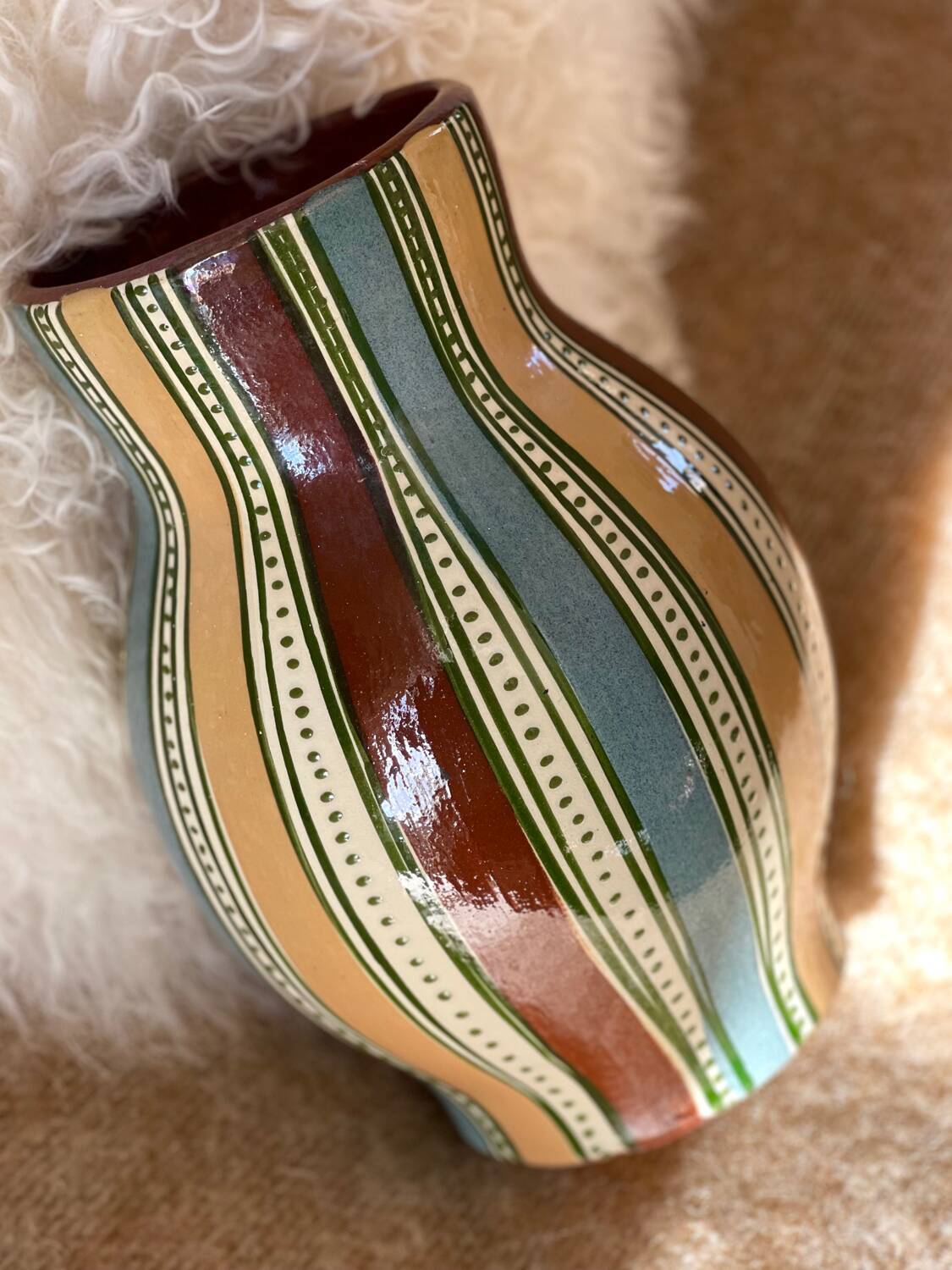 Glazed earthenware vase