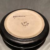 Cup decorated with winged sphinx in Ciboure sandstone signed Marie Fernandez