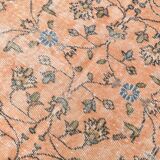 7x10 Soft Pastel Orange Handmade Floral Turkish Vintage Rug
