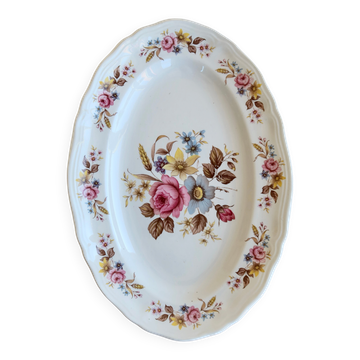 Ravier vintage Moulin des Loups porcelaine blanche - Décor bouquets