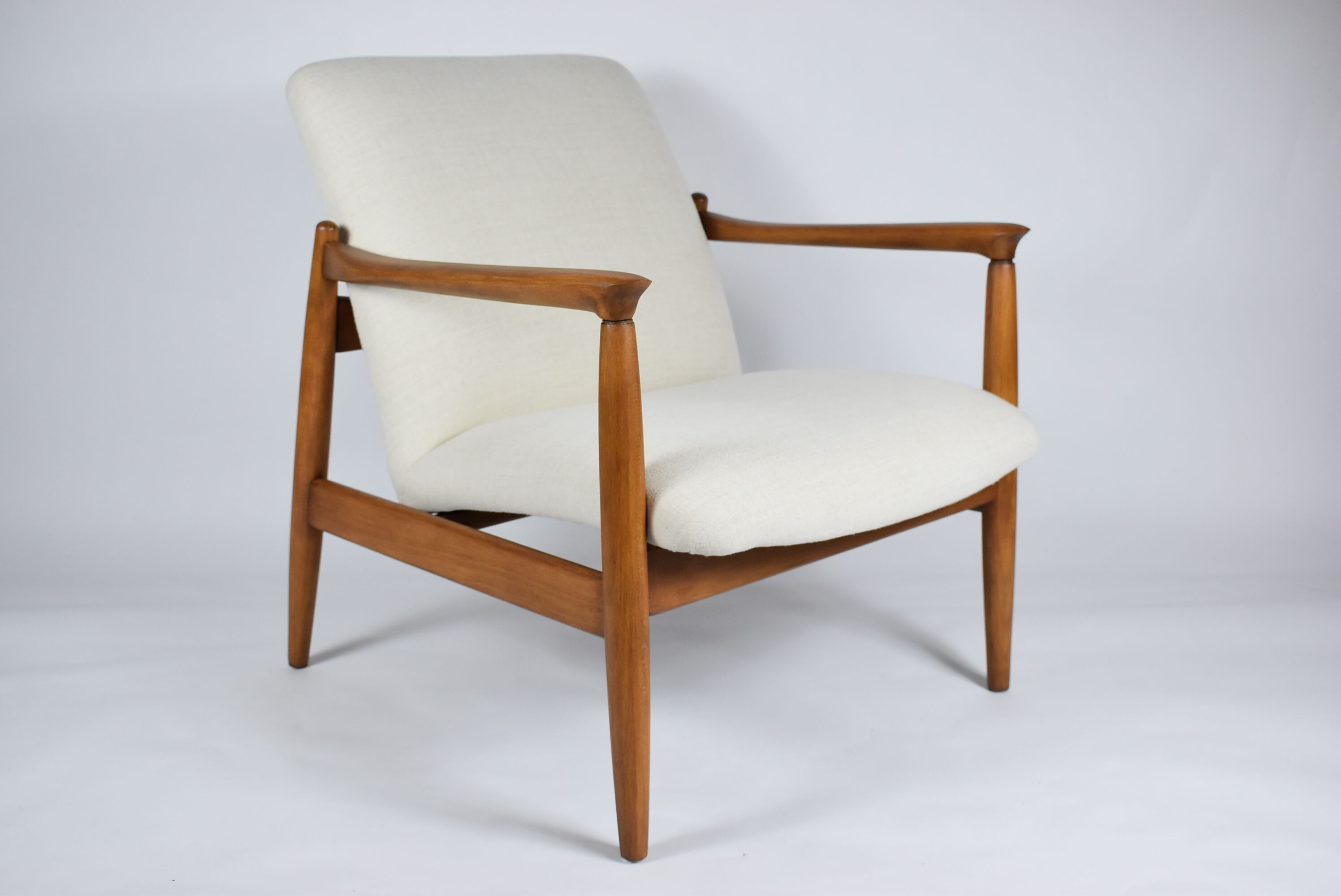 Polish icon, armchair model GFM-64, designed by E.Homa, 1960s, cream