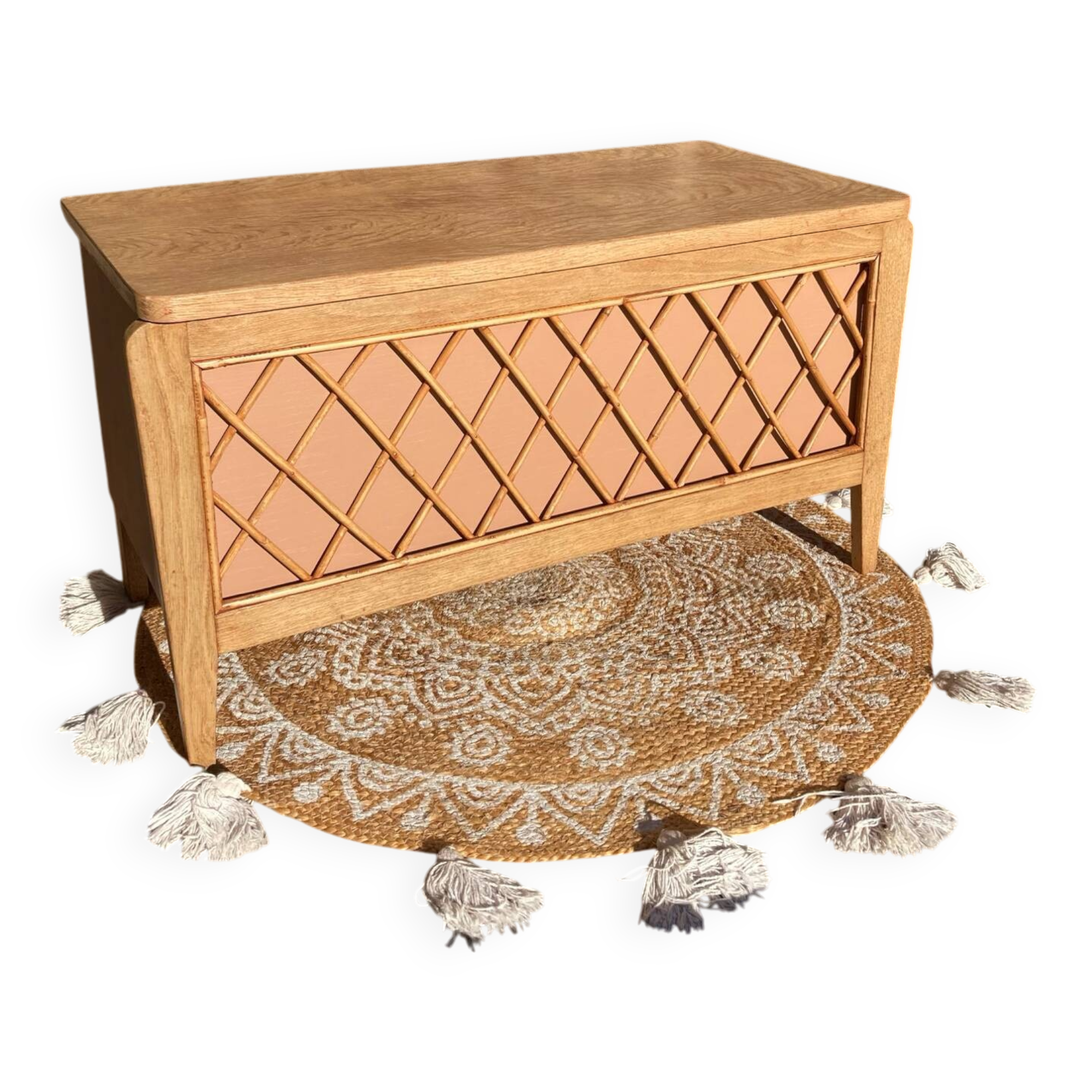 Vintage rattan toy chest or entryway furniture