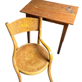 Fischel children's chair in curved wood and desk with 1 drawer