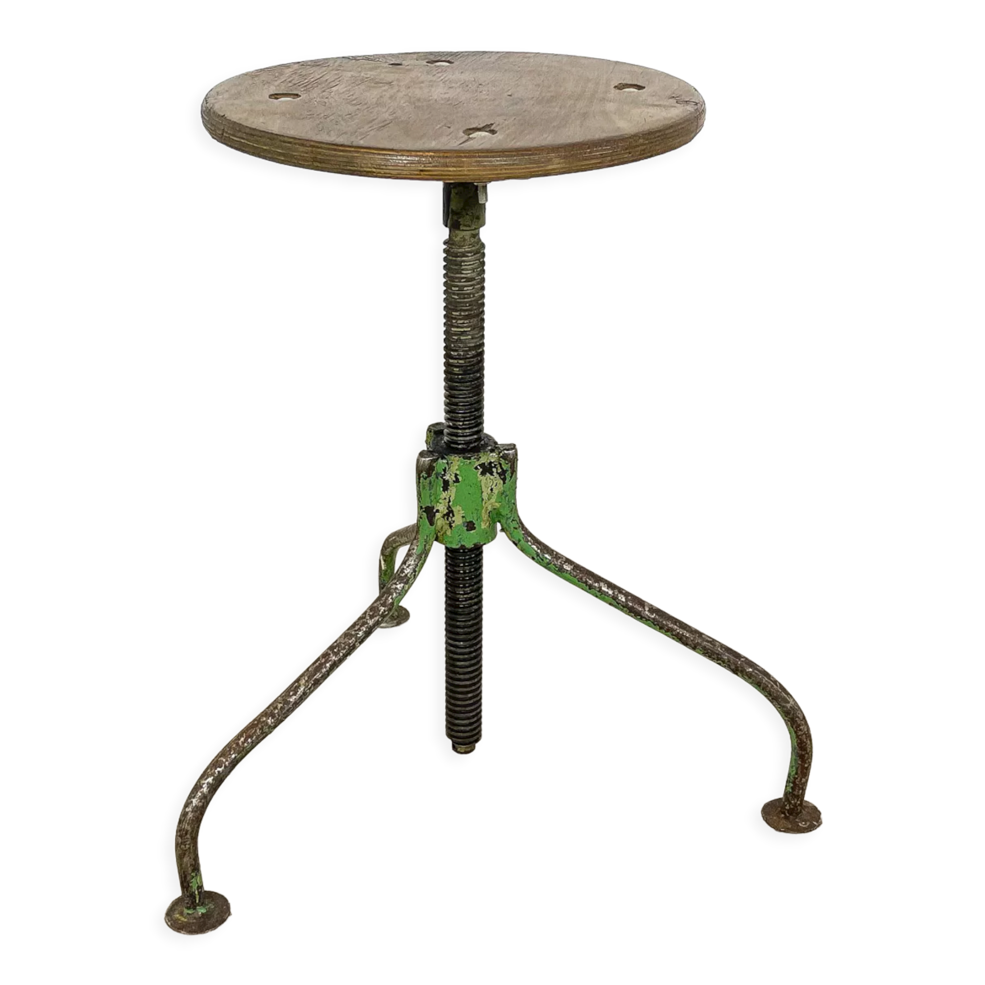 Industrial 3 legged factory swivel stool Green