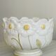 Antique slip pot cover, floral decoration