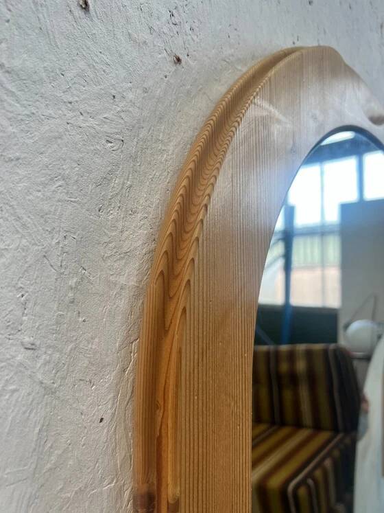 Vintage Large Pine Wooden Mirror, Sweden 1970's