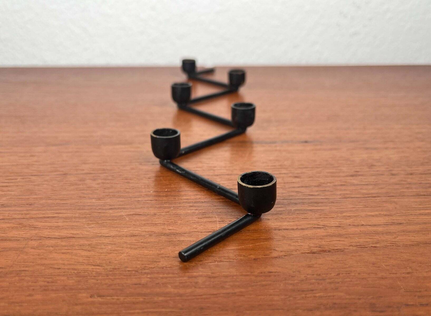 Mid-century Danish minimalist metal candlestick from the 1960s.