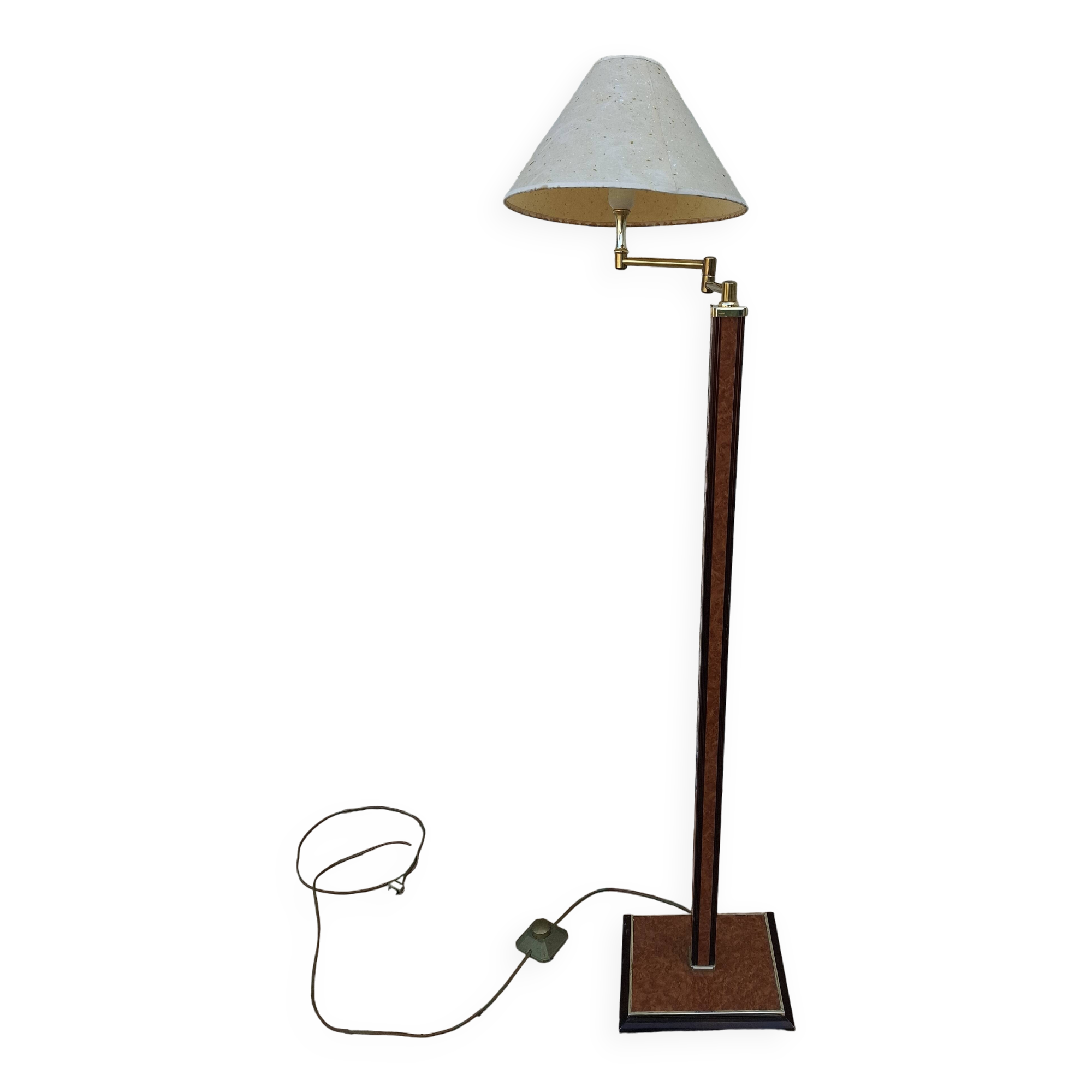 Floor lamp, vintage 80's reading light in elm burrier style, designed by robert de schuytener