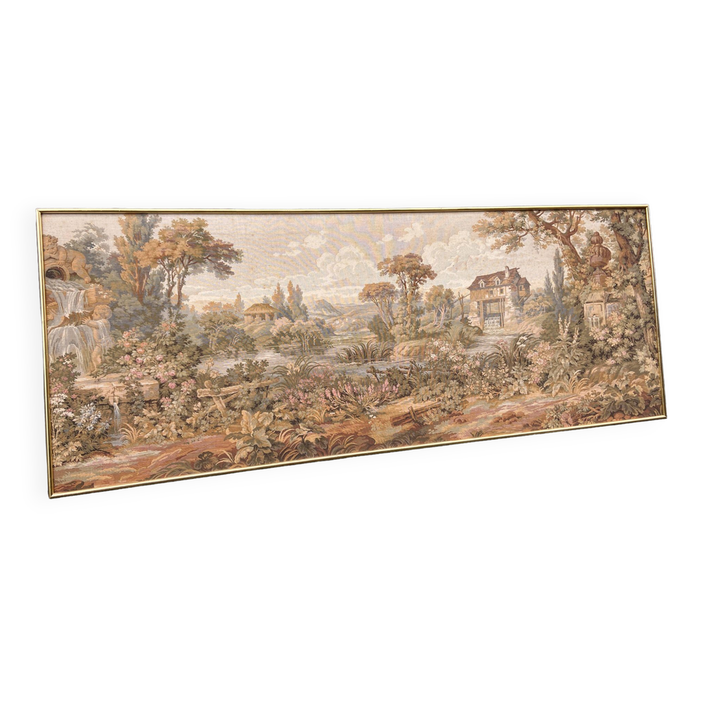 Tenture Murale Suédoise Ancienne (Finnväv) - Laine, Motif Floral, 58x38 Cm - Décoration Vintage