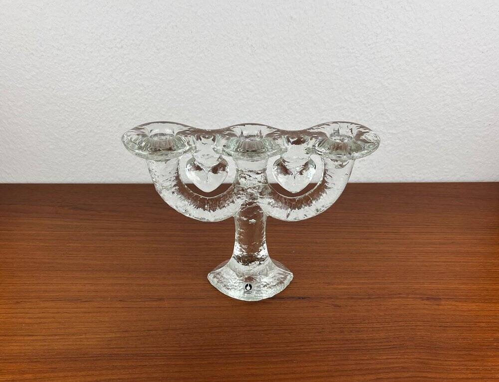 Vintage Swedish glass candlestick from Pukeberg, 1970s
