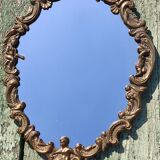 Vintage mirror in solid golden brass